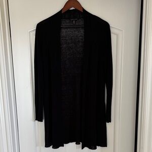 Eileen‎ Fisher Linen Textured Knit Open Cardigan Black Sweater Womens Size Small